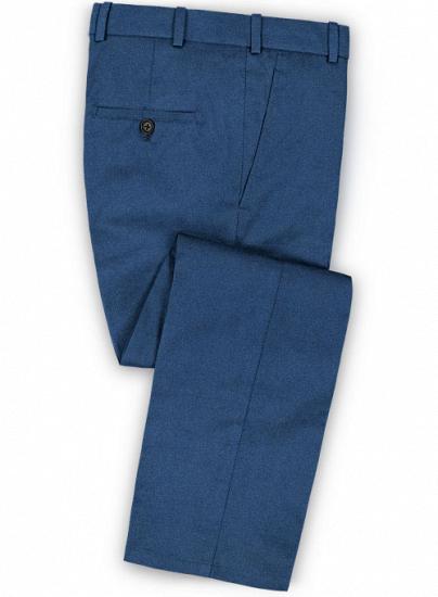 Blauer Anzug aus Flanellwolle mit fallendem Revers ｜ zweiteiliger Anzug_3