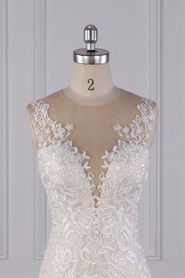 TsClothzone Elegant Jewel Tulle Lace Wedding Dress Appliques Sleeveless Mermaid Bridal Gowns Online_5