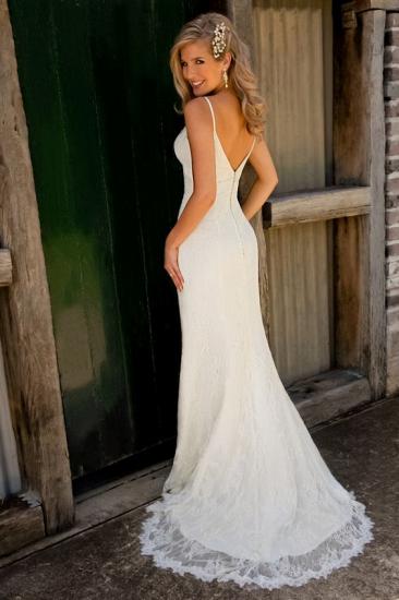 Sexy Mermaid Lace Wedding Dresses 2022 Spaghetti Strap Long Bridal Gowns_3