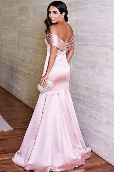 Schulterfrei Mermaid Pink Formale Abendkleider 2022 Elegantes Satin-Abschlussballkleid_3