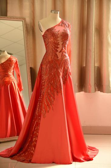 Sexy See-through One shoulder Red A-line Prom Dress TsClothzone Design_4