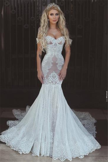 Sexy Mermaid Lace Off-the-Shoulder Wedding Dresses Open Back Bridal Gowns