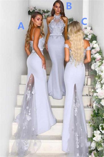 Spitzenapplikationen Airy Blue Brautjungfernkleider Billig | Sexy lange Kleider für die Trauzeugin 2022 online_1