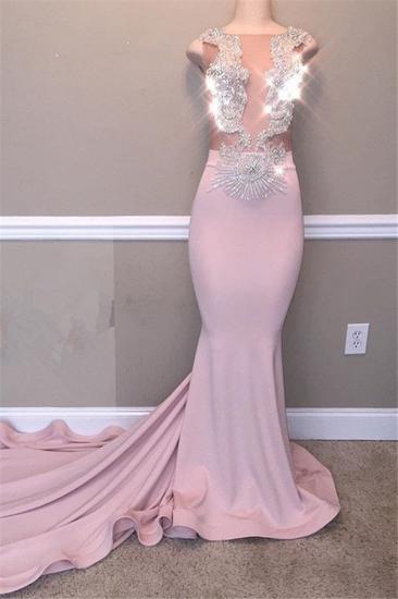 Elegant Sheer Tulle Sleeveless Mermaid Beads Appliques Prom Dresses_1