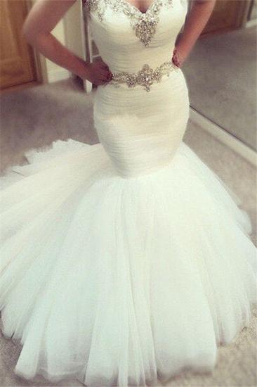 Sweetheart White Mermaid Ruffle Wedding Dress_1