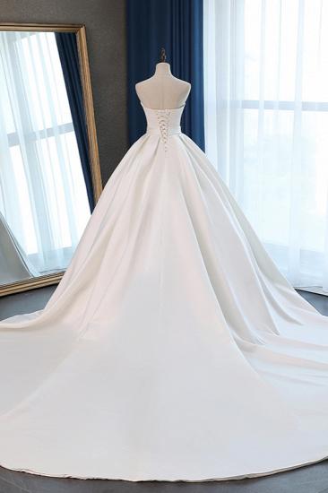 TsClothzone Elegant Sweetheart White Satin Wedding Dress A-line Ruffles Bridal Gowns On Sale_3