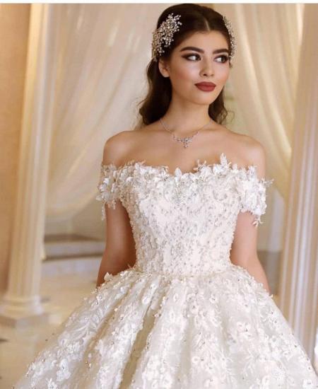 Glamorous 3D Floral A-line Wedding Gown Princess Bridal Dress_2