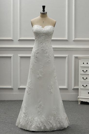 TsClothzone Stilvolles trägerloses weißes Hochzeitskleid aus Tüll mit ärmellosen A-Linien-Brautkleidern im Angebot_5