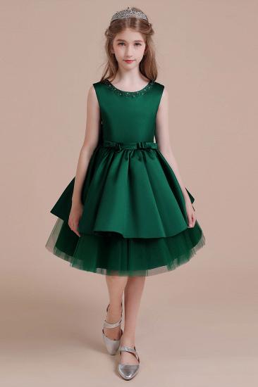 Lovely Tulle A-line Flower Girl Dress | Bow Beading Satin Little Girls Pegeant Dress Online