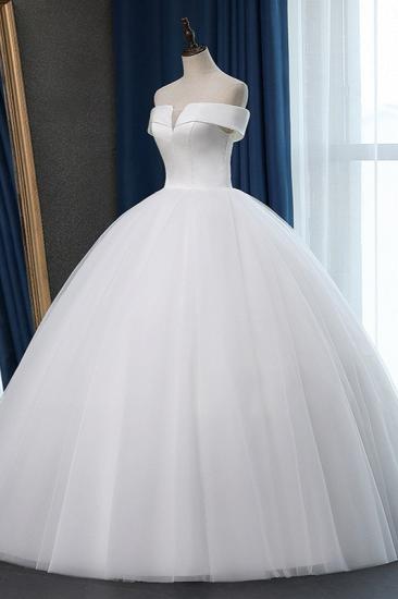 TsClothzone Glamorous Off-the-shoulder A-line Tulle Wedding Dresses White Ruffles Bridal Gowns On Sale_5