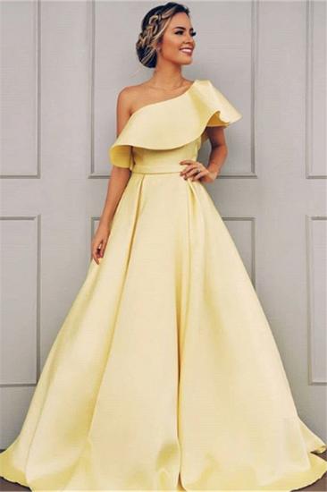 Elegant One Shoulder A-Line Sweep Train Prom Dresses
