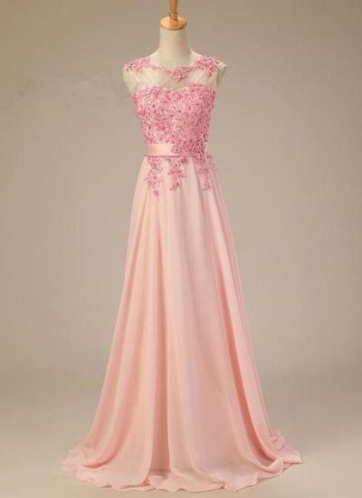 Applique Pink 2022 Long Prom Dresses Elegant Fashional Zipper Party Gowns_1