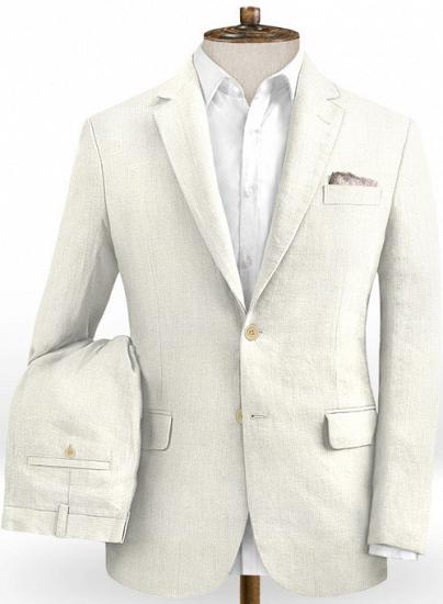 Anzug aus cremefarbenem Baumwoll-Leinen mit fallendem Revers | zweiteiliger Anzug_1