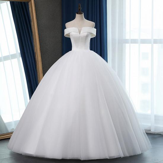 TsClothzone Glamorous Off-the-shoulder A-line Tulle Wedding Dresses White Ruffles Bridal Gowns On Sale_8