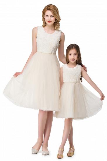 HEIDI| A-line Knee Length Tulle Jewel Sleeveless Lace Mother Daughter Dresses_4