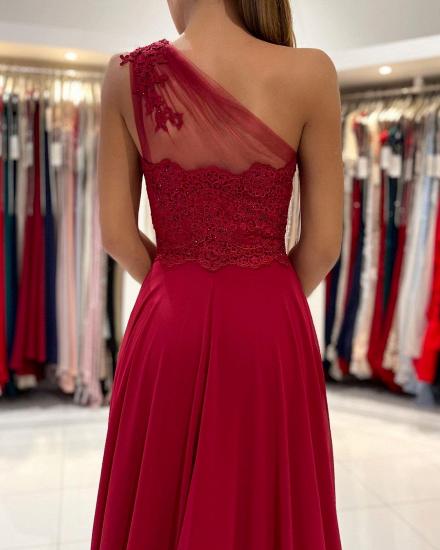 One-shoulder red ball gown with floor-length sleeveless dress and front slit_6