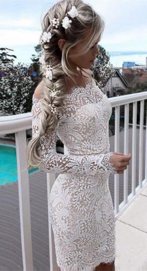 Simple White Long-Sleeve Mermaid Short Cocktail Party Dresses_4