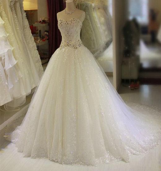 Gorgeous Sparkly Crystals Wedding Dress Beading Sequins Princess Bride Dresses_4