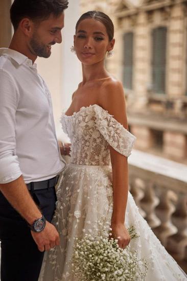 Fashion wedding dresses A line | Tulle wedding dresses with lace_3