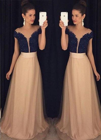 New Arrival Short Sleeve Lace Prom Dress with Beading Custom Made A-Line Evening Gown