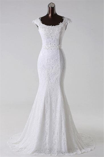 TsClothzone Gorgeous Lace Jewel Mermaid White Wedding Dresses with Appliques Online