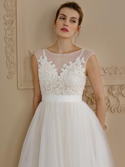 Romantic Plus Size A-Line Wedding Dress Jewel Beaded Lace Cap Sleeve Sexy Backless Bridal Gowns with Sweep Train_4