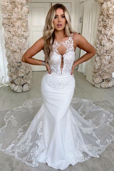 Lace Straps Mermaid Wedding Dresses | Bandage Appliques Bridal Gowns_1