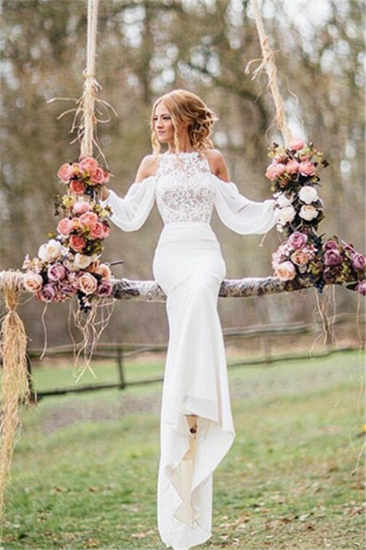 Elegant Lace Long-Sleeves Mermaid Chiffon Wedding Dress