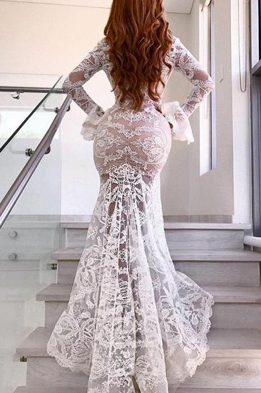 Elegant Mermaid Lace V-Neck Evening Dresses | 2022 Long Sleeves Prom Dresses_3