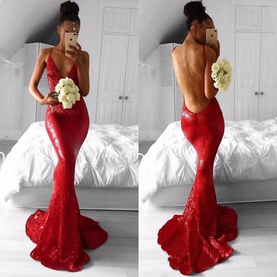Sexy Red Pailletten Abendkleid Backless Mermaid Long Party Kleider BA7966_3