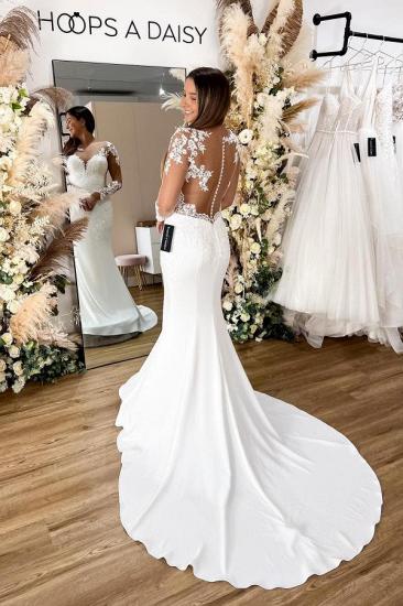 Hochzeitskleid Meerjungfrau mit Ärmeln | Satin Brautkleider online_2