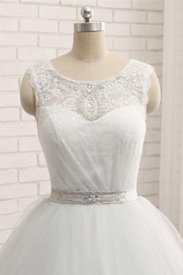 TsClothzone Affordable Jewel Sleeveless Lace Wedding Dresses A line Tulle Bridal Gowns On Sale_5
