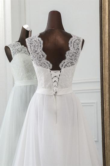 TsClothzone Elegant Tullace Jewel Ärmellose Weiße Brautkleider mit Applikationen Online_6