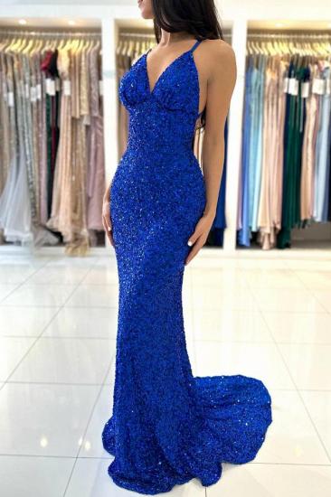 King Blue Evening Dresses Long Glitter | Simple prom dresses cheap_1