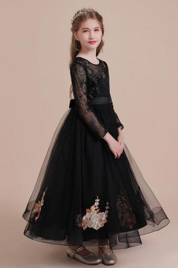Amazing Long Sleeve Tulle Flower Girl Dress | Embroidered Little Girls Dress for Wedding_8