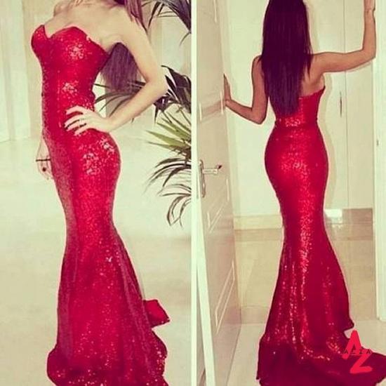 Sweetheart Sexy Sequined Red Evening Dress 2022 Party Dresses Long Prom Dress_2