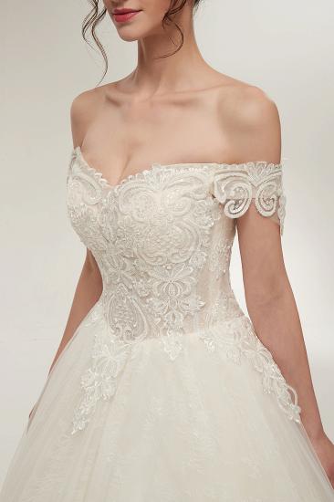 ZOLA | A-line Off-shoulder Sweetheart Floor Length Lace Appliques Wedding Dresses with Lace-up_5
