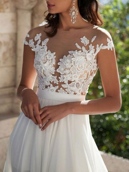 Elegante, schulterfreie, weiße Split-Rüschen-Hochzeitskleider mit Spitzenapplikationen_2