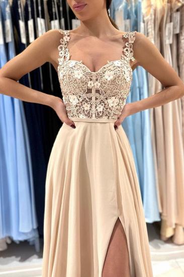 Simple Long Evening Dresses Cheap | Lace prom dresses_7