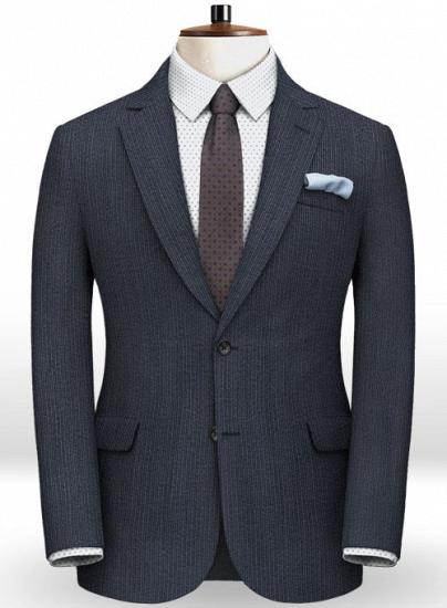 Italienischer Anzug aus blauer Wolle mit fallendem Revers | zweiteiliger Anzug_2