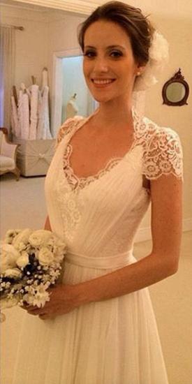 A-Line White Short Sleeve Long Wedding Dress Latest Chiffon Long Plus Size Bridal Gown_2