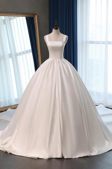 TsClothzone Elegantes Ballkleid mit Trägern, eckigem Ausschnitt, Brautkleid, Rüschen, ärmellose Brautkleider online_1