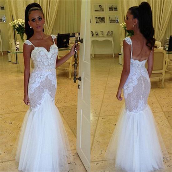 Straps Sweetheart Wedding Dress Cheap Mermaid Lace Tulle Backless Wedding Gowns 2022_3