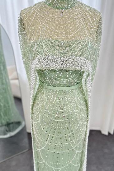 Luxus-Perlen-Meerjungfrau-Abendkleid aus Dubai mit Cape-Ärmeln, bodenlanges Partykleid aus Seequin_16
