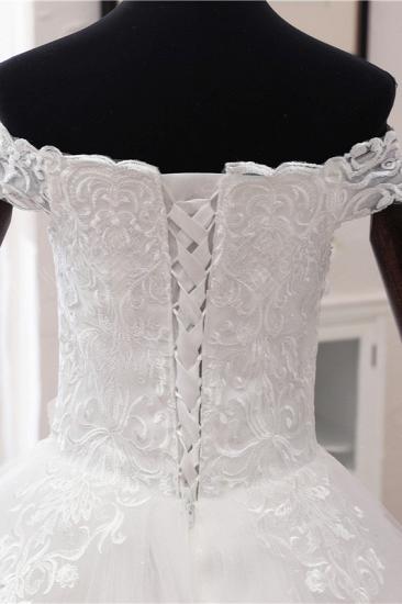 TsClothzone Ball Gown Off-the-Shoulder Lace Appliques Wedding Dresses White Tulle Sleeveless Bridal Gowns_6