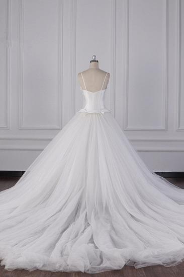 TsClothzone Simple Spaghetti Straps Satin Wedding Dress Tulle Ruffles Sleeveless Bridal Gowns Onlien_3