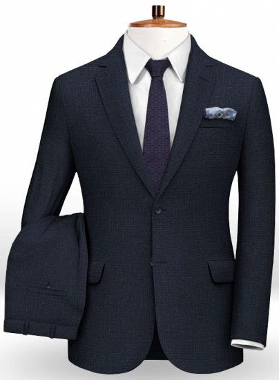 Blauer zweiteiliger Strickanzug aus Wollmischung ｜ Business-Anzug_1