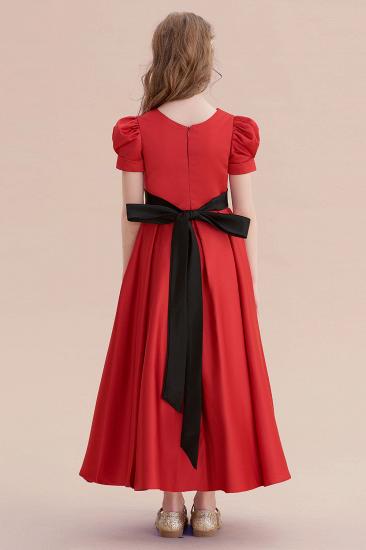 Affordable A-line Satin Flower Girl Dress | Awesome Short Sleeve Little Girls Dress for Wedding_3