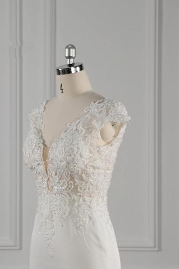 TsClothzone Elegant V-neck Chiffon Lace Wedding Dress Beadings Appliques Mermaid Bridal Gowns Online_6