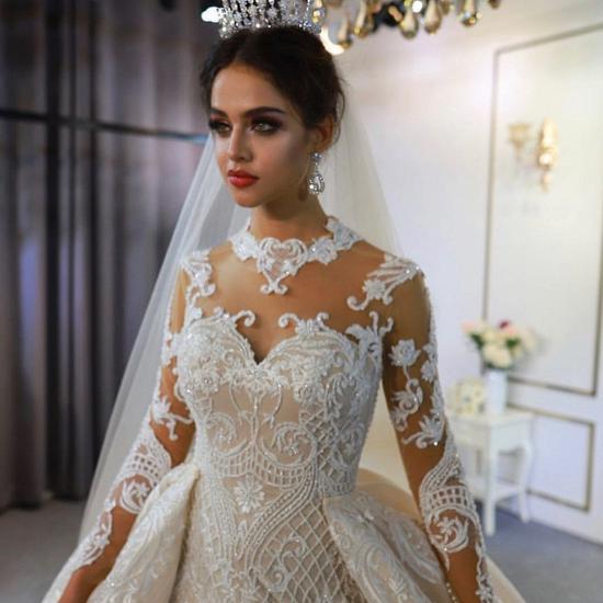 Gorgeous White/Ivory Long Sleeves Mermaid Wedding Dress with Detachable Train_3